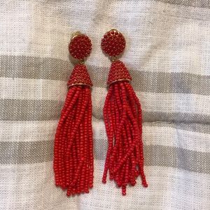 Boutique Red Beaded Tassel Earrings